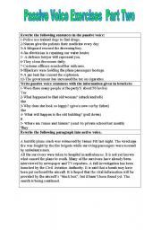 English Worksheet: Passive Voice Part Two