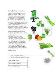 English Worksheet: Poem Handout When Frankenstein was a kid by Ken Nesbitt