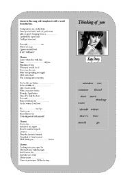 English Worksheet: Thinking of you - kelly perry