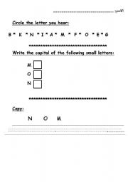 English worksheet: m,n,o