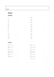English worksheet: review about numbers, colours, days, months and seasons