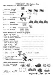 English Worksheet: Demonstrative adjectives