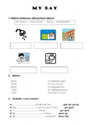 English worksheet: My day