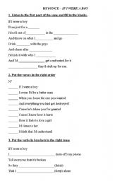 English Worksheet: If I were a boy - Beyonce