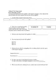 English Worksheet: Subject and Verb Agreement