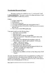 English worksheet: president research paper