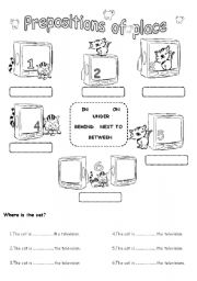 English Worksheet: Prepositions of place