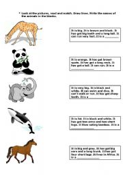 English Worksheet: ANIMAL DESCRIPTION