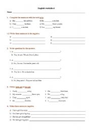 English Worksheet: To be and have got