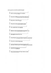 English worksheet: ask a question about the underlined part 