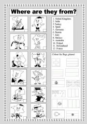 English Worksheet: Nationalities and flags