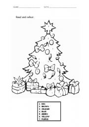 English Worksheet: Read and colour (Christmas Tree)