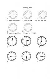 English worksheet: What time is it?