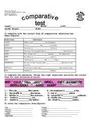English Worksheet: comparatives test