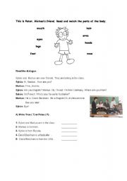 English worksheet: body parts- reading passage 