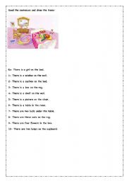 English worksheet: read and draw