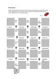 English Worksheet: Driving maze: stress in compound nouns