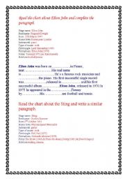 English worksheet: Let`s Know more about Elton John