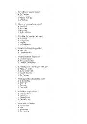 English Worksheet: questions