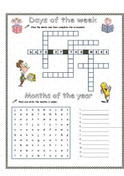 English Worksheet: Days and months + answer key