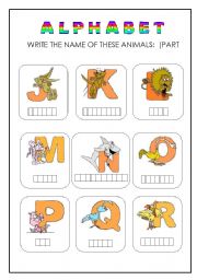 English Worksheet: ANIMALS ALPHABET