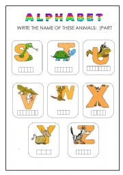 English Worksheet: ANIMALS ALPHABET