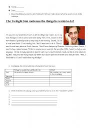 English Worksheet: Rob Pattinson! The Twilight star