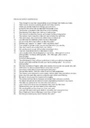 English Worksheet: Pronunciation Sentences