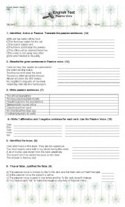 English Worksheet: Passive Voice Test