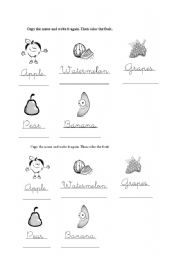 English Worksheet: Fruits 