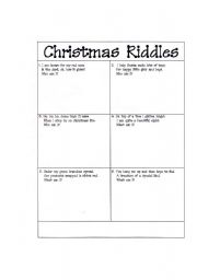 Christmas Riddles - ESL worksheet by tayshabernal@yahoo.com