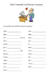 Most Commonly Used Internet Acronyms (with Answer Sheet)