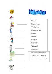 English Worksheet: Halloween matching