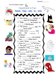 English Worksheet: HAVE HAS AM IS ARE