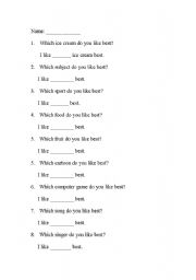 English Worksheet: Which do you like best?