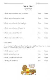 English worksheet: Rosies Walk - True or False