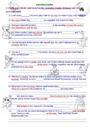 Two Pages Exercise focused on Australian English and Interrogative Form. 