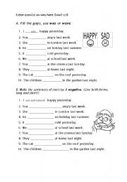 English Worksheet: Exercise was/were