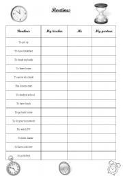 English Worksheet: Routines