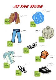 English Worksheet: AT THE STORE 1/3