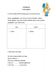 English worksheet: Family members