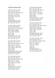English Worksheet: old macdonal had a farm