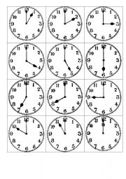 English Worksheet: analog clock cards