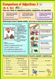 English Worksheet: Comparison of Adjectives 3 -er and -est (Review)