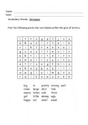 English worksheet: Seek A Word Puzzle
