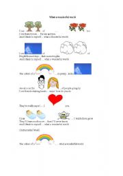 English worksheet: What a wonderful world