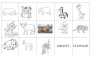 English Worksheet: ANIMAL MEMORY GAME