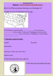 English worksheet: webquest: the state of washington