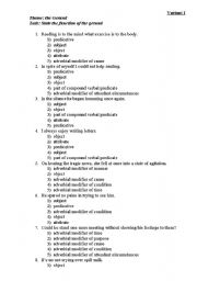 English worksheet: The function of the Gerund