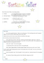 English Worksheet: reading fortune teller